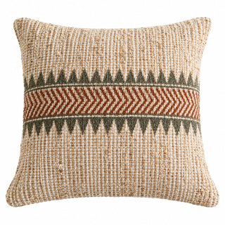 Nkuku Zairya Block Print Cushion Cover Square - Rust & Moss