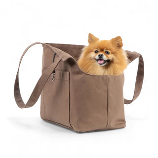 Soho Poms Caramel Waxed Cotton Rainy Poms Dog Carrier