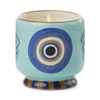 A Dopo Eye ceramic candle, painted blue eye ceramic pot with gold - Pangolins