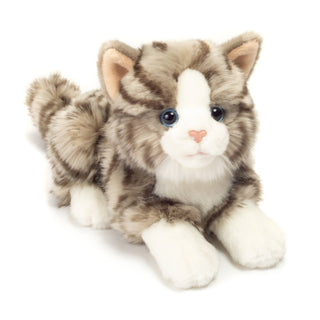 Hermann Teddy Grey Tabby Lying Cat Soft Toy – 20cm Plush Cat