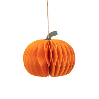 Sass & Belle Orange Honeycomb Pumpkin Hanging Halloween Decoration
