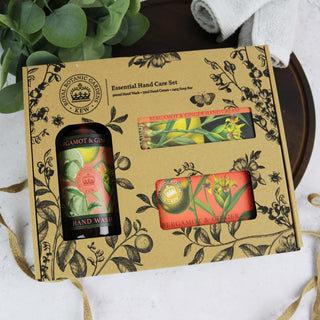 The English Soap Company Kew Gardens Bergamot & Ginger Hand Care Gift Set – 500ml Hand Wash, 240g Soap & 75ml Hand Cream