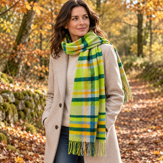 Tweedmill Wide Lambswool Scarf – Vibrant Check
