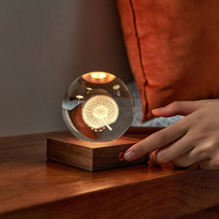 Gingko Amber Crystal Night Light