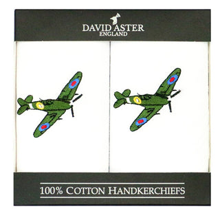 Spitfire Embroidered White Cotton Handkerchief