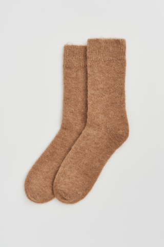Biscuit Beige Ultra Soft Alpaca Bed Socks - Pangolins