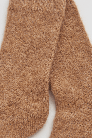 Biscuit Beige Ultra Soft Alpaca Bed Socks - Pangolins