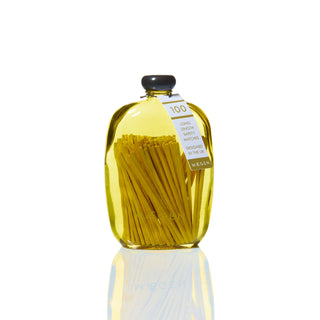 Yellow bubble Bottle of safety matches with a label on a white background