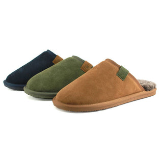 Men’s Sheepskin-Lined Suede Mule Slippers with EVA Sole | Pangolins