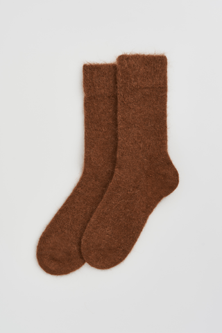 Chestnut Brown Ultra Soft Alpaca Socks - Pangolins