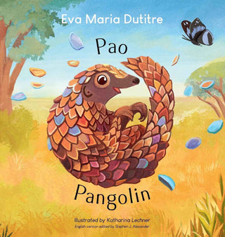 Children's book - Pao Pangolin, colourful pangolin rolled up on the cover - Pangolins