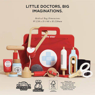 Pretend Play Doctor’s Bag — Wooden Medical Set for Little Caregivers