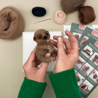 Berlin & Bath Sloth Needle Felting Kit for Beginners – Natural Wool Craft Kit for Adults & Teens