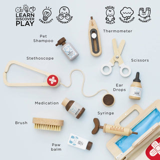 Animal Care Set — Wooden Veterinary Pretend Play Kit