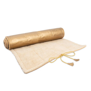 Holistic Silk Lavender Yoga Rug Mat – Non-Slip Eco Fleece Tan