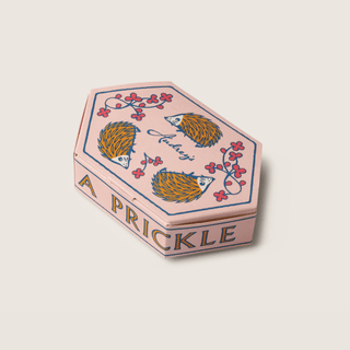 Pink box of Audrey’s milk chocolate hedgehogs, a charming chocolate gift from Pangolins.