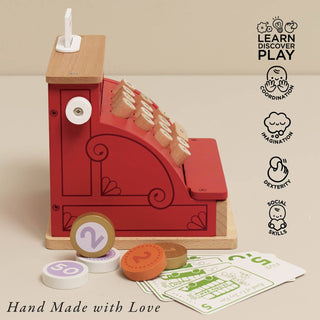 Retro Wooden Toy Till — Pretend Play Cash Register