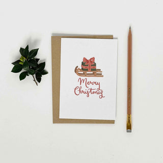 Dachshund pulling a Sledge Merry Christmas Card Pack - Pangolins