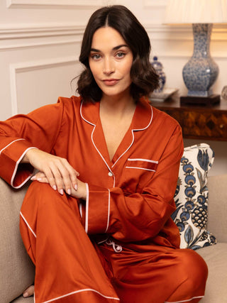 Camden Burnt Orange Long Sleeve Pyjama Set