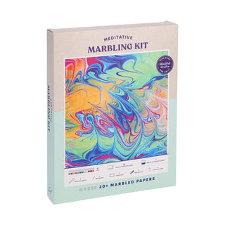 Mindful Paper Marbling Kit for Adults – 12 Paints & 20 Sheets