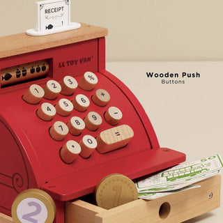 Retro Wooden Toy Till — Pretend Play Cash Register
