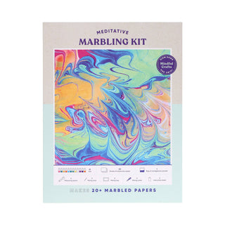 Mindful Paper Marbling Kit for Adults – 12 Paints & 20 Sheets