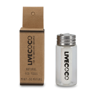 Clear glass container with silver cap and brown packaging labeled 'LIVECOCO' on a white background - Pangolins