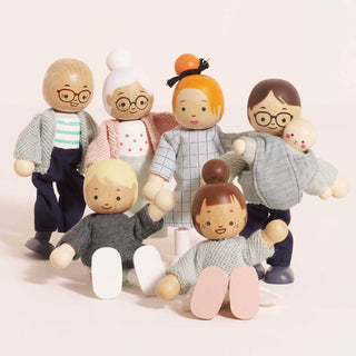 Wooden Doll Family Set — Posable FSC® Dolls with Hand-Finished Outfits