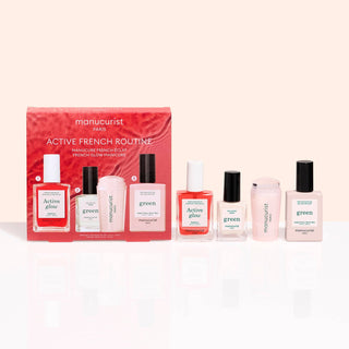 Manucurist French Manicure Kit – Active Glow Raspberry, Green Crème Polish, Mani Stamper & Top Coat
