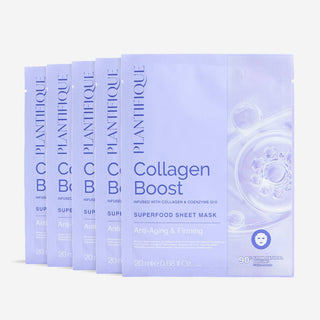 Plantifique Vegan Collagen Sheet Masks | Hydrating Face Mask Set (5 Pack)