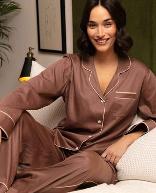 Fulham Mocha Long Sleeve Pyjama Set - Pangolins