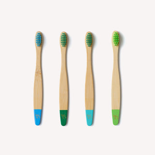 Children’s Bamboo Toothbrushes – Aqua (Pack of 4)