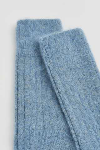 Lido Blue Ultra Soft Alpaca Ribbed Bed Socks - Pangolins