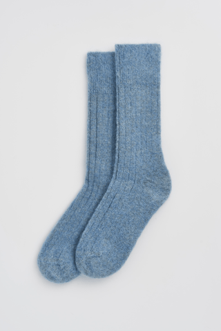 Lido Blue Ultra Soft Alpaca Ribbed Bed Socks - Pangolins