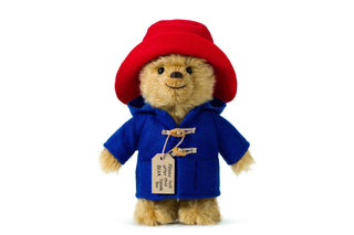 Little Paddington™ - Classic Edition teddy bear standing with blue duffle coat on and wooden toggles and a red felt hat - Pangolins