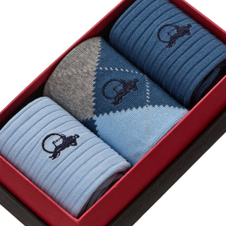 Close-up of London Sock Company argyle socks showing classic diamond pattern and knit texture