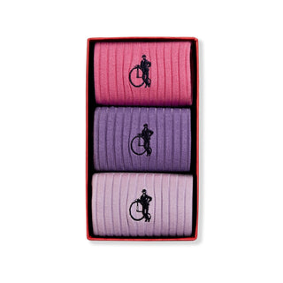 London Sock Company pastel sock gift set in pink, lilac and blush tones

