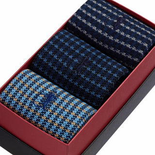 Close-up of London Sock Company houndstooth socks showing fine knit pattern and texture