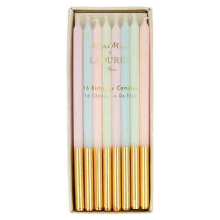 Meri Meri x Ladurée Paris Gold Dipped Pastel Cake Candles (x 16)