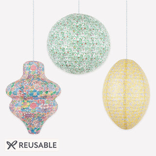 Meri Meri x Liberty Floral Paper Lanterns – Reusable Party Decorations, Set of 3