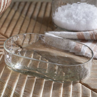 Nkuku Ilcoso Recycled Hammered Glass Soap Dish - Clear