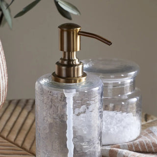 Nkuku Ilcoso Recycled Hammered Glass Soap Dispenser – Clear