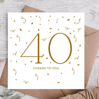 Highgrove Cards 40th Birthday Card – Cheers To You Gold Confetti Card