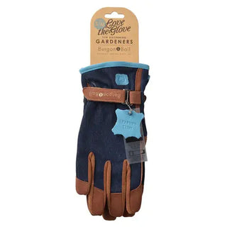 Burgon & Ball Love the Glove navy and tan gardening gloves