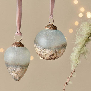 Nkuku Ngolo Recycled Glass Christmas Baubles – Set of 4