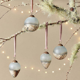 Nkuku Ngolo Recycled Glass Christmas Baubles – Set of 4