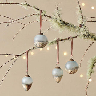 Nkuku Ngolo Recycled Glass Christmas Baubles – Set of 4