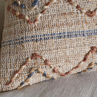Detailed woven cotton and jute fabric of Nkuku Nila Esha cushion co
