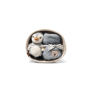 Steiff Lio Penguin Baby Gift Set with Rattle & Bib – Newborn Unisex Gift