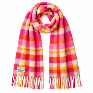 Tweedmill Wide Lambswool Scarf – Vibrant Check
